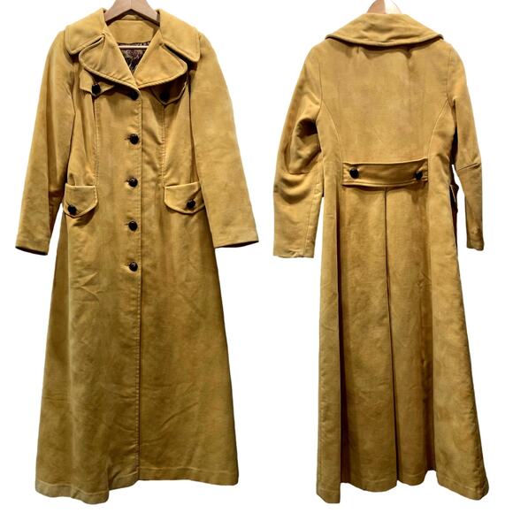 VTG 70s Mustard MOD Maxi Coat BOHO HIPPIE - Picture 6 of 16
